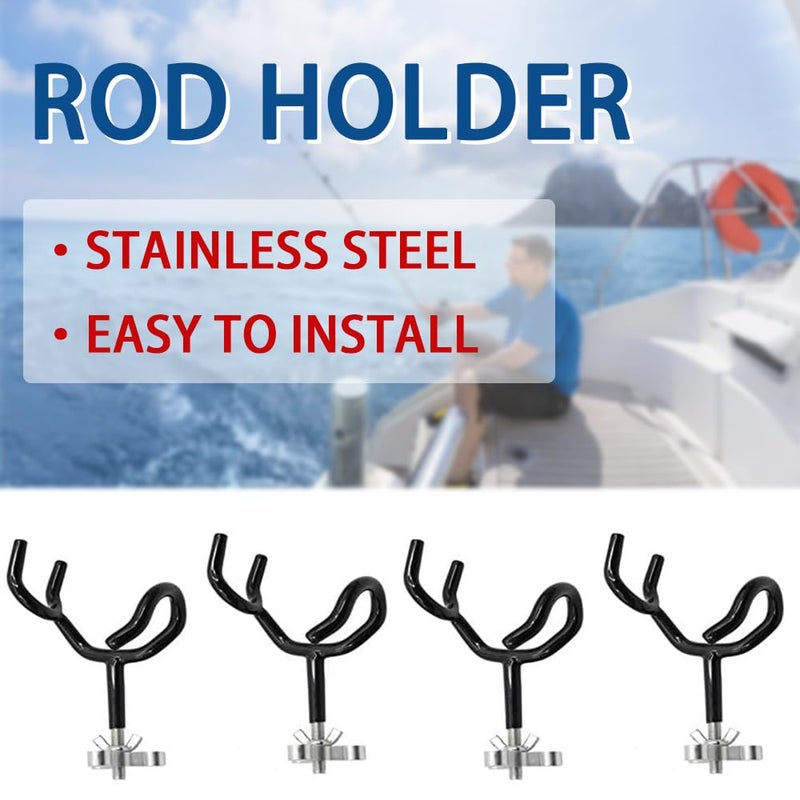 Haida 4PCS Sure Grip Steel 20 Degree Angle Rod Holder with Mounting Base Fishing Rod Holder for Boat, Ship, Yacht and More for Fishing Lovers - Image 1